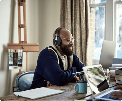 Student working on a laptop